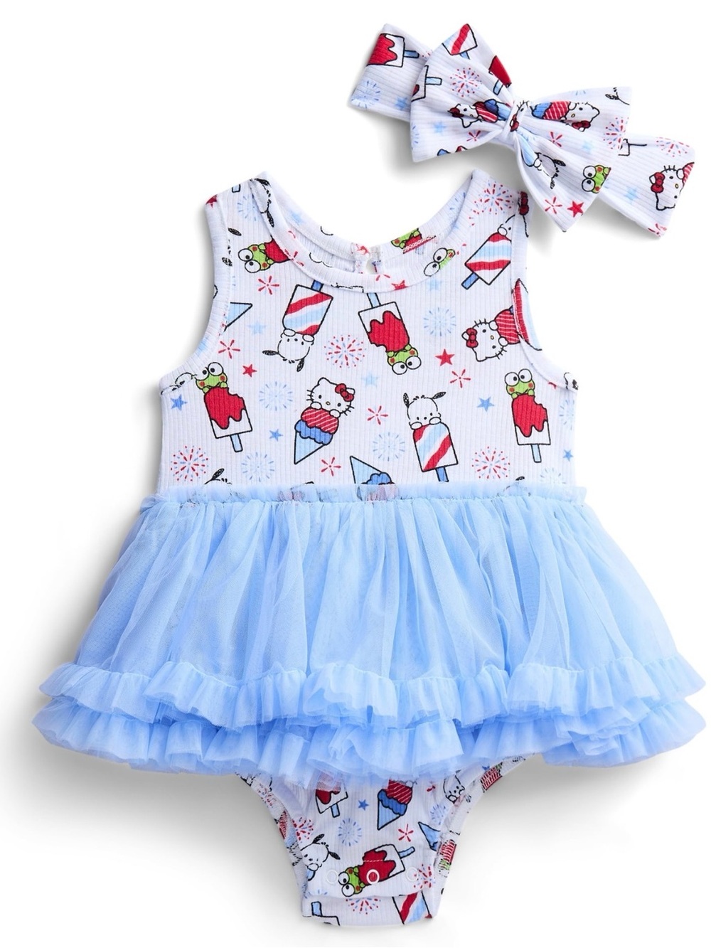Girl's Blue Tulle Skirt One-Piece Romper with Headband 12 Months NWT